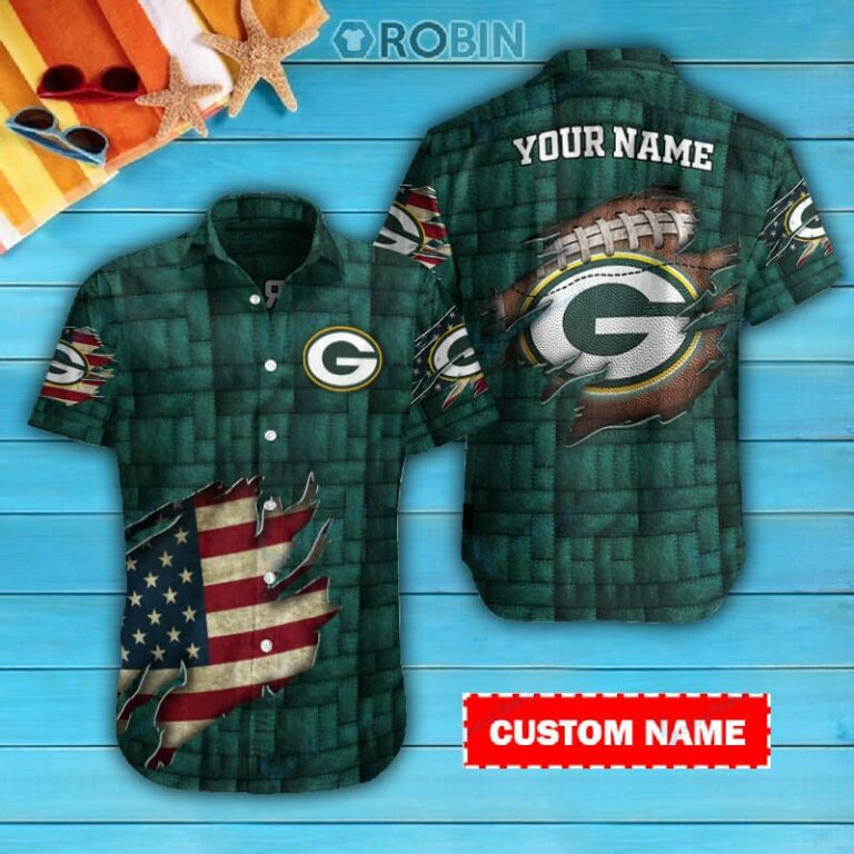 Green Bay Packers Personalized Casual Button Down Short Sleeve Shirt Pl118