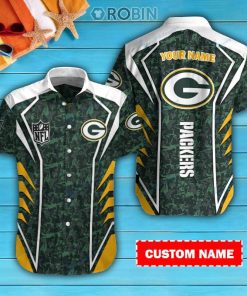 Green Bay Packers Personalized Casual Button Down Short Sleeve Shirt Pl135