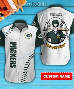 Green Bay Packers Personalized Casual Button Down Short Sleeve Shirt Pl168