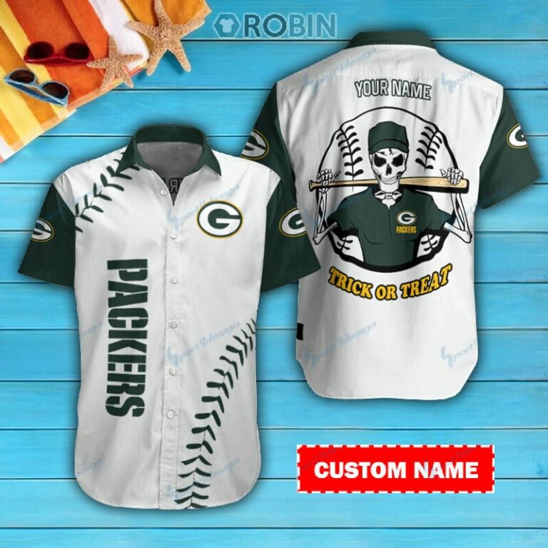 Green Bay Packers Personalized Casual Button Down Short Sleeve Shirt Pl168