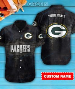 Green Bay Packers Personalized Casual Button Down Short Sleeve Shirt Pl188