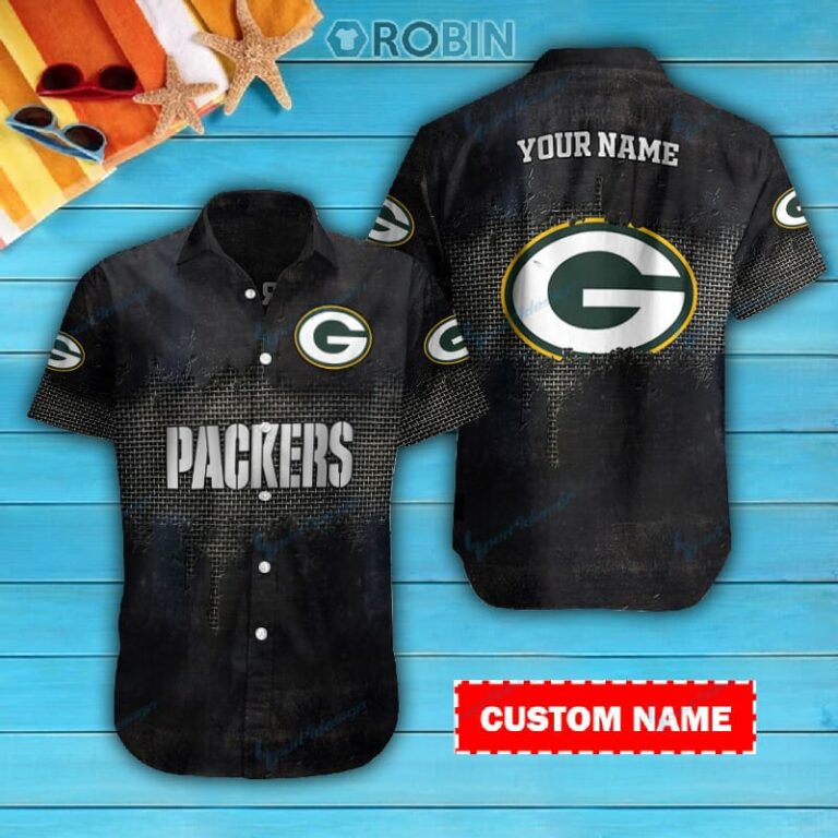 Green Bay Packers Personalized Casual Button Down Short Sleeve Shirt Pl188