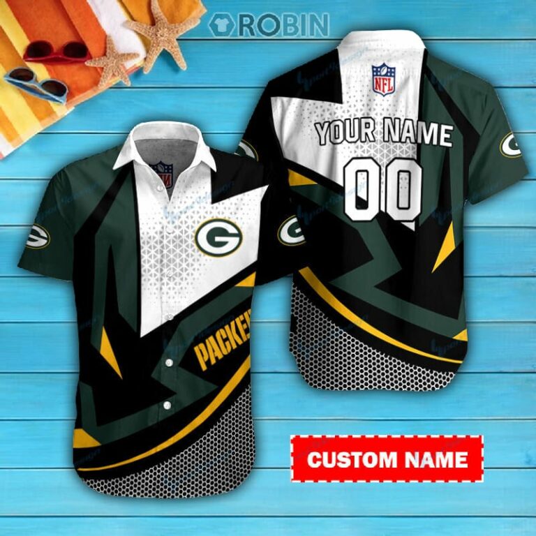 Green Bay Packers Personalized Casual Button Down Short Sleeve Shirt Pl224
