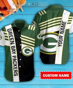 Green Bay Packers Personalized Casual Button Down Short Sleeve Shirt Pl235