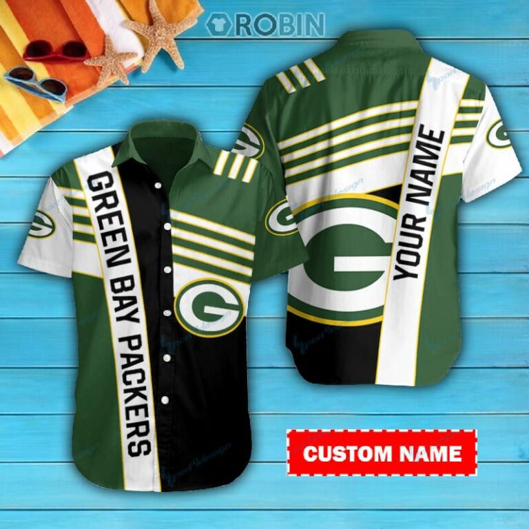 Green Bay Packers Personalized Casual Button Down Short Sleeve Shirt Pl235