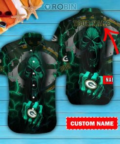 Green Bay Packers Personalized Casual Button Down Short Sleeve Shirt Pl277