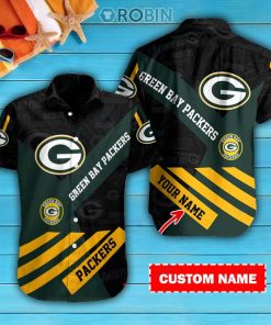 Green Bay Packers Personalized Casual Button Down Short Sleeve Shirt Pl333