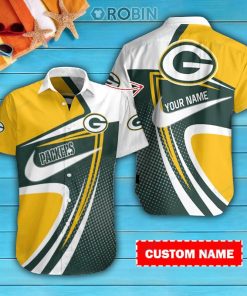 Green Bay Packers Personalized Casual Button Down Short Sleeve Shirt Pl347