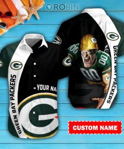 Green Bay Packers Personalized Casual Button Down Short Sleeve Shirt Pl396