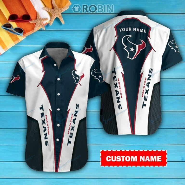 Houston Texans Personalized Casual Button Down Short Sleeve Shirt Pl133