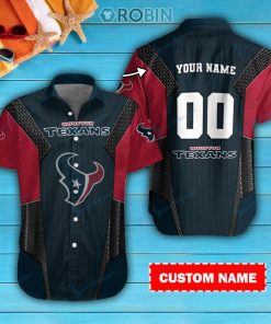 Houston Texans Personalized Casual Button Down Short Sleeve Shirt Pl174