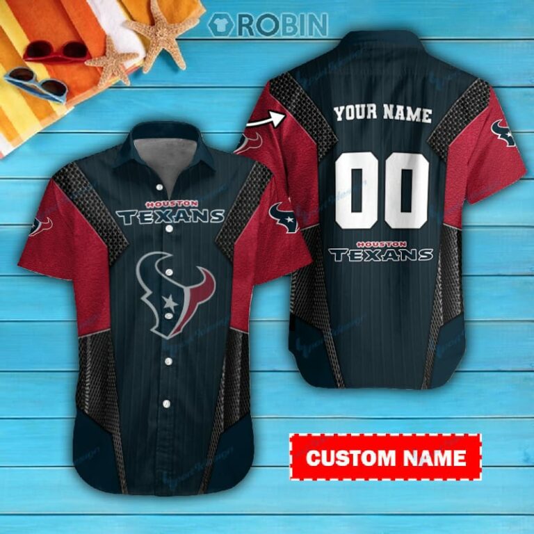 Houston Texans Personalized Casual Button Down Short Sleeve Shirt Pl174