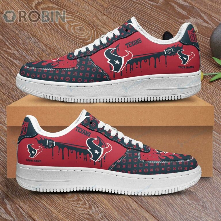 Houston Texans Louis Vuitton Pattern Custom Name Nike Air Force 1 Shoes