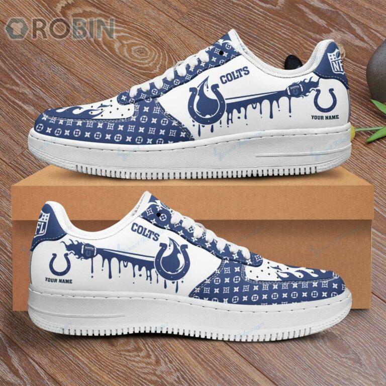 Indianapolis Colts Louis Vuitton Pattern Custom Name Nike Air Force 1 Shoes