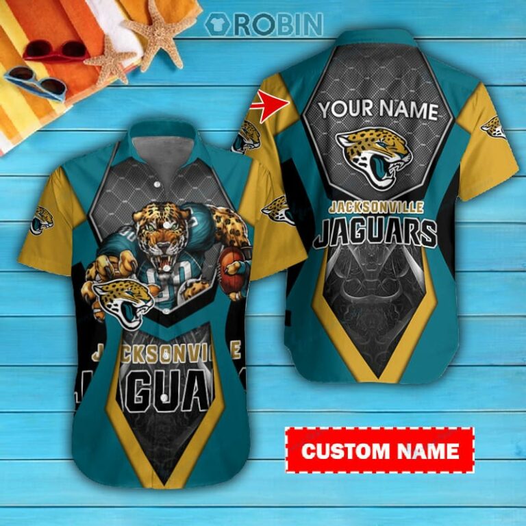 Jacksonville Jaguars Personalized Casual Button Down Short Sleeve Shirt