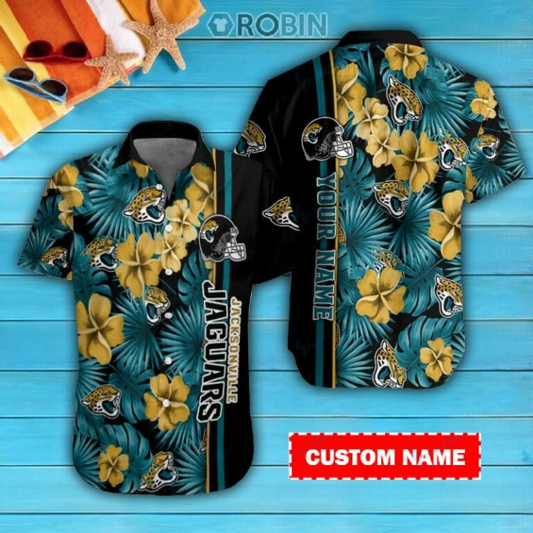 Jacksonville Jaguars Personalized Casual Button Down Short Sleeve Shirt Pl402