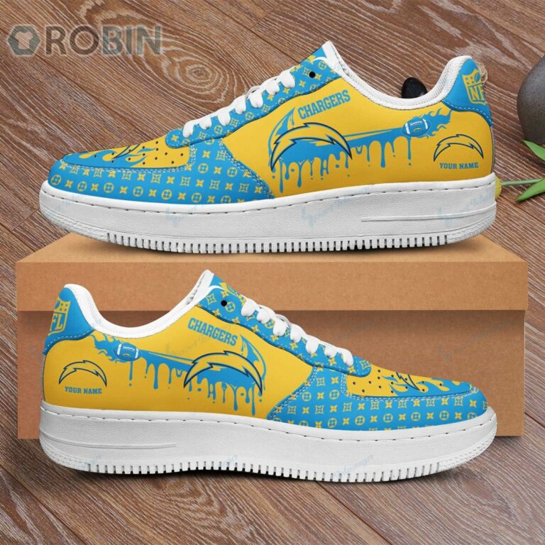 Los Angeles Chargers Louis Vuitton Pattern Custom Name Nike Air Force 1 Shoes