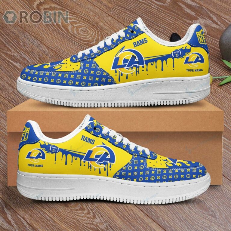 Los Angeles Rams Louis Vuitton Pattern Custom Name Nike Air Force 1 Shoes