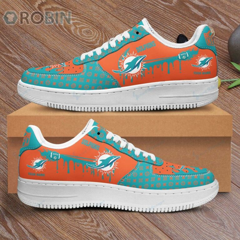 Miami Dolphins Louis Vuitton Pattern Custom Name Nike Air Force 1 Shoes