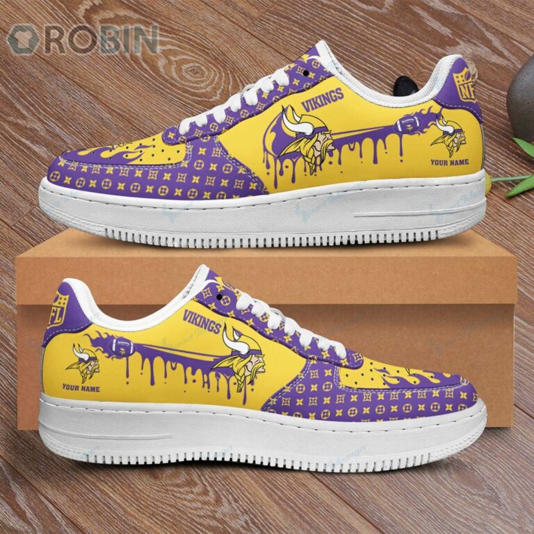 Minnesota Viking Louis Vuitton Pattern Custom Name Nike Air Force 1 Shoes