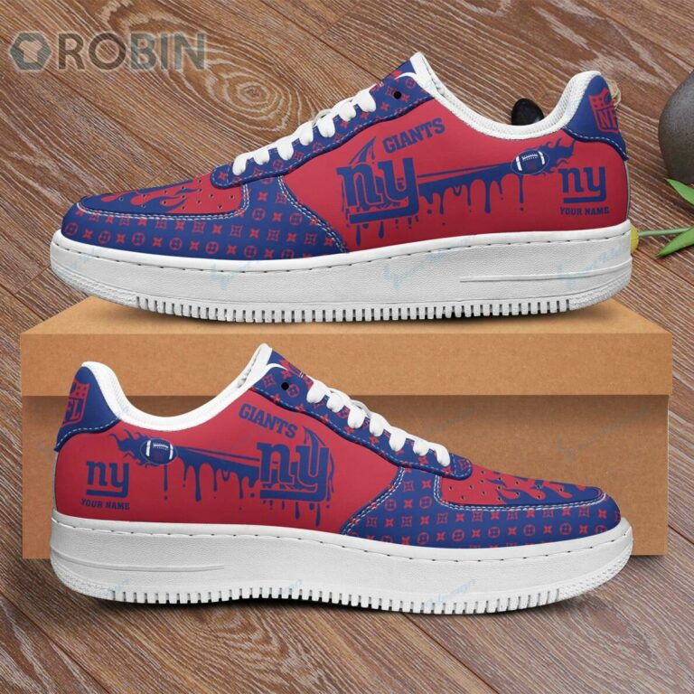 New York Giants Louis Vuitton Pattern Custom Name AF1 Shoes