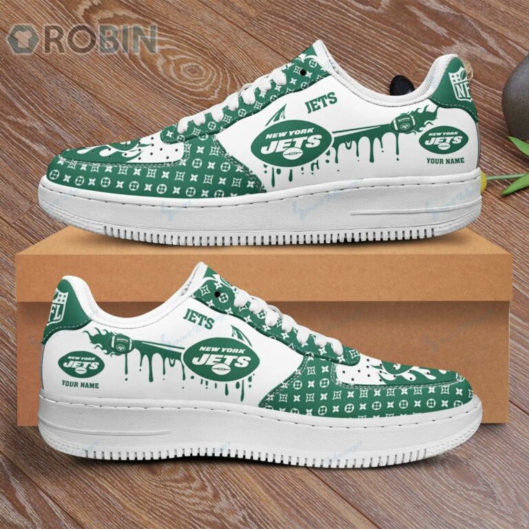 New York Jets Louis Vuitton Pattern Custom Name AF1 Shoes