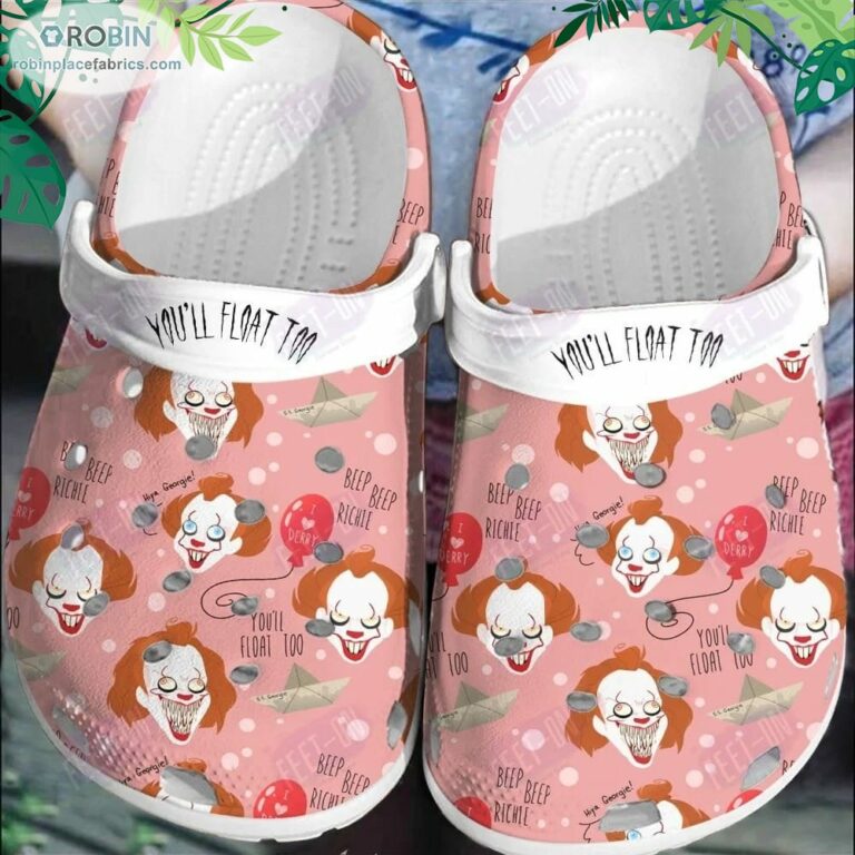 Pink You’ll Float Too IT Horror Movie Halloween Crocs Classic Clogs Shoes