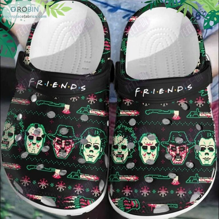 Pixel Art Friends Horror Movie Halloween Crocs Classic Clogs Shoes CR1169