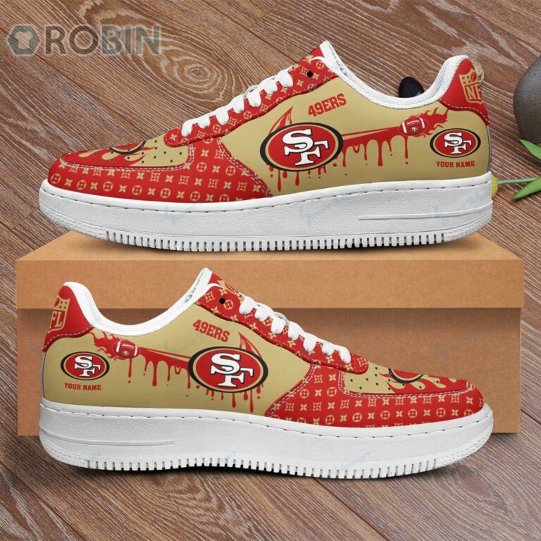 San Francisco 49ers Louis Vuitton Pattern Custom Name AF1 Shoes
