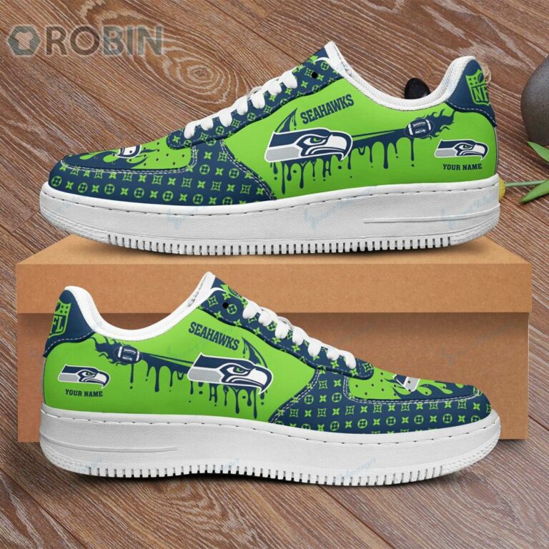 Seattle Seahawks Louis Vuitton Pattern Custom Name AF1 Shoes