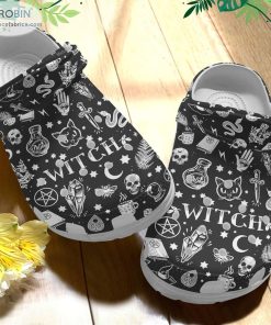 The Witch Halloween Whites Sole Crocs Classic Clogs Shoes CR0113