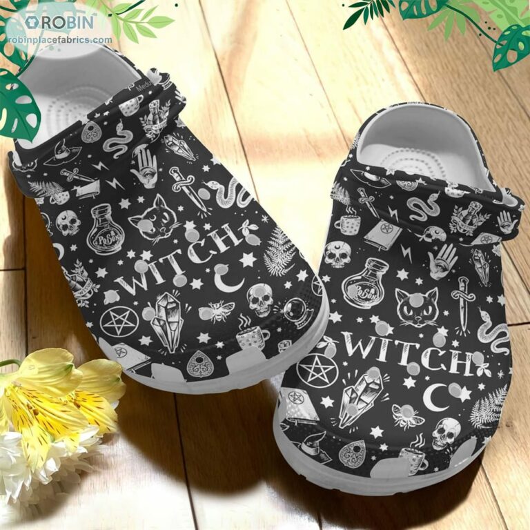 The Witch Halloween Whites Sole Crocs Classic Clogs Shoes CR0113
