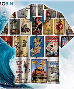 American Retro Poster Lady Girl Hawaiian Shirt American Retro Poster Lady Girl Hawaiian Shirt
