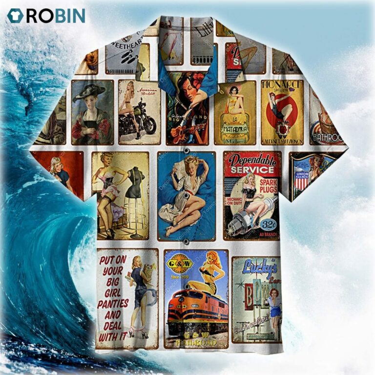 American Retro Poster Lady Girl Hawaiian Shirt