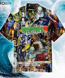 Classic Monsters Scrapbook Art Hawaiian Shirt