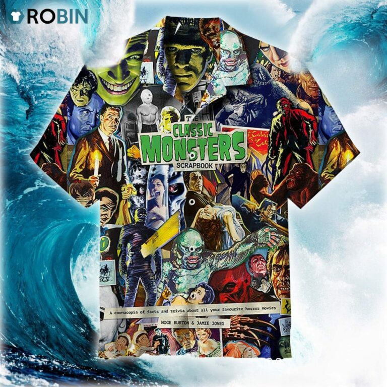 Classic Monsters Scrapbook Art Hawaiian Shirt