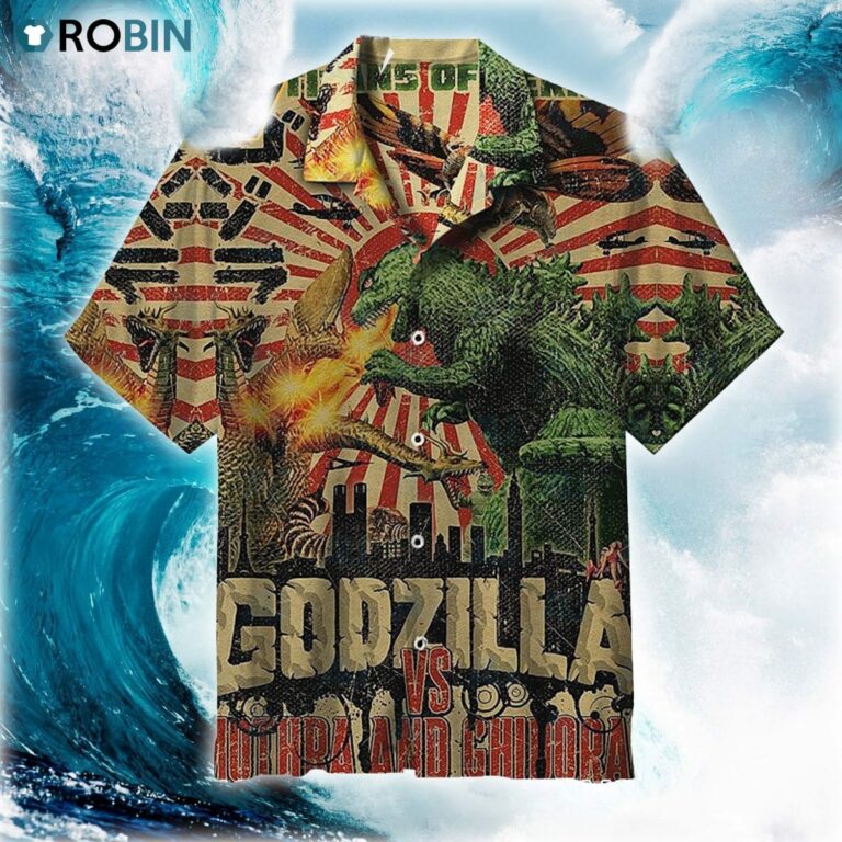 Godzilla Vs Mothra And Ghidorah Hawaiian Shirt