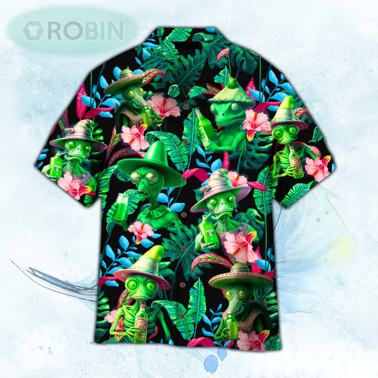 Alien Drinking Vodka Hawaiian Shirt For Men and Women
