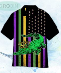 Alligator Mardi Gras Hawaiian Shirt For Men and Women