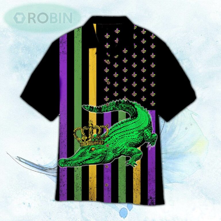 Alligator Mardi Gras Hawaiian Shirt For Men and Women