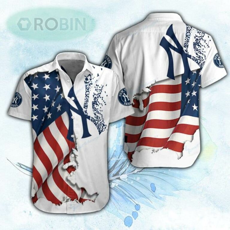 American Flag New York Yankees Grunge Hawaiian Shirt For Men and Women