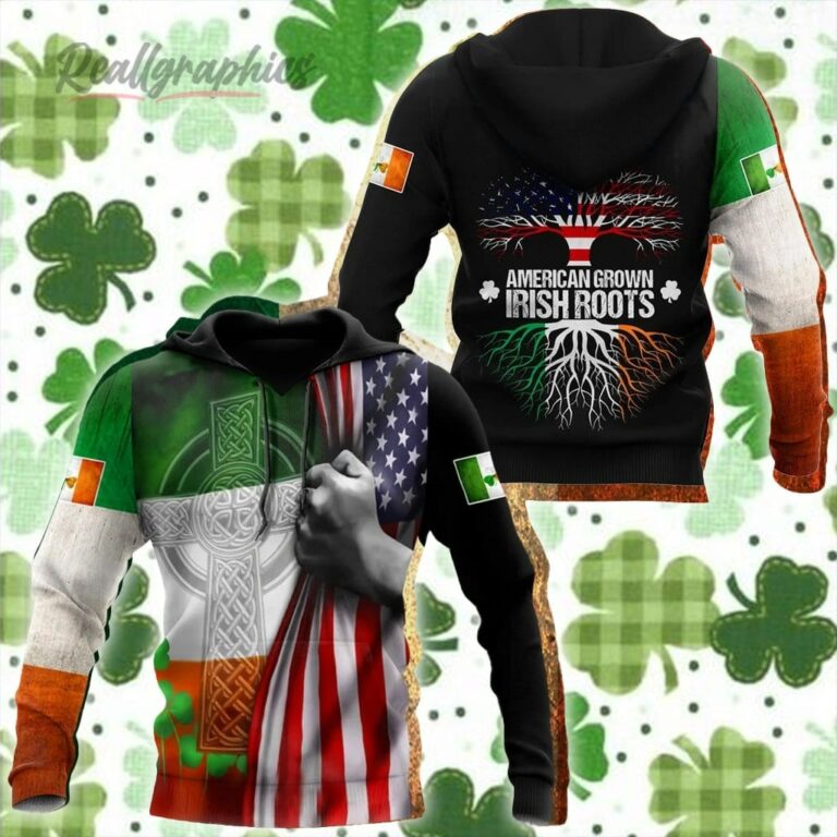 American Grown Irish Roots St.Patrick Day All Over Print Hoodie