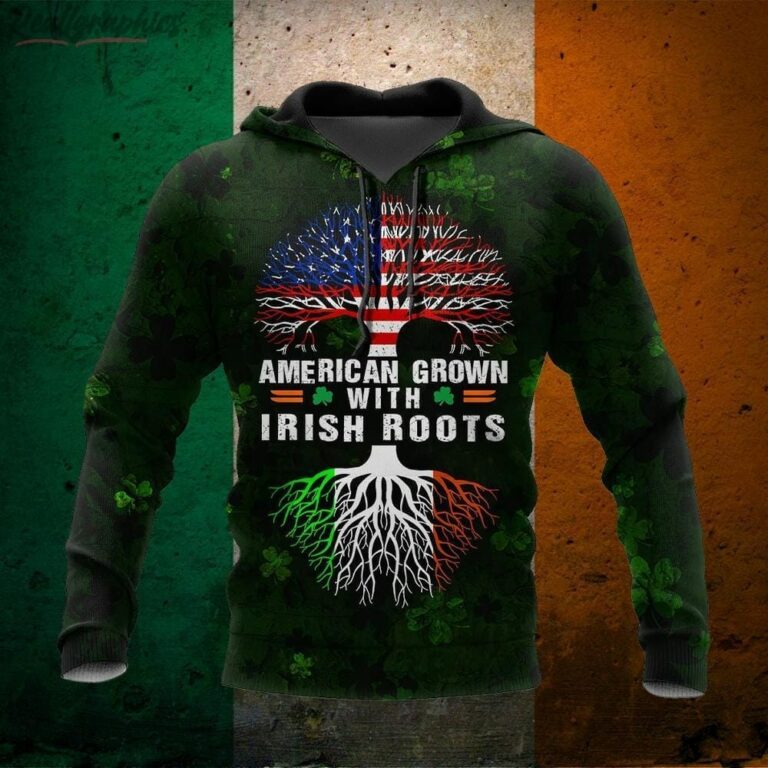 American Grown With Irish Roots Irish St.Patrick Day All Over Print Hoodie
