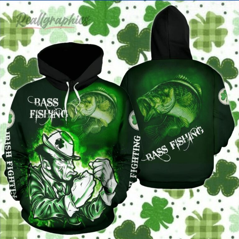 Bass Fishing Irish St. Patrick’s Day Hoodie Over Print Hoodie