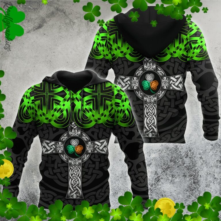 Celtic Cross Irish Saint Patrick’s Day All Over Print Hoodie
