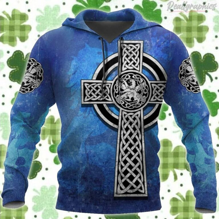 Celtic Cross Lion St Patrick Day All Over Print Hoodie