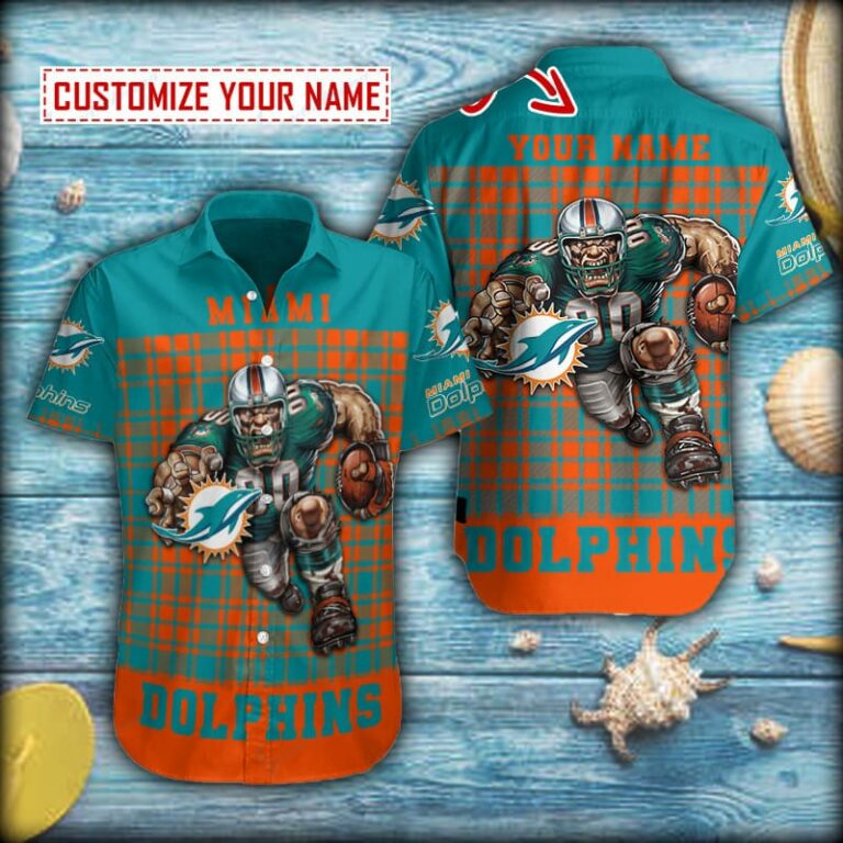 Personalized Miami Dolphins Mascot Button Shirt