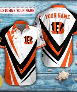 Cincinnati Bengals Football Logo Short Sleeve Hawaiian Shirt