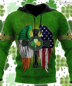 Cross Irish Wings St.Patrick Day All Over Print Hoodie