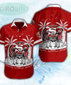 Drinking Skeleton In The Island San Francisco 49ers Hawaiian Shirt For Men and Women